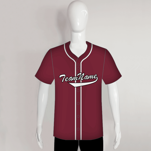 C43 Unisex Full Button Plain Maroon Custom Baseball Jerseys - YoungSpeeds