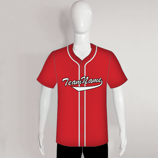 C44 Unisex Full Button Plain Red Custom Baseball Jerseys - YoungSpeeds