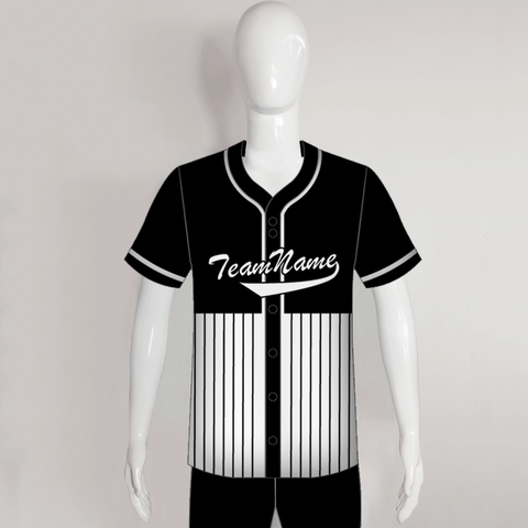 OS Button Up Black Baseball Jersey