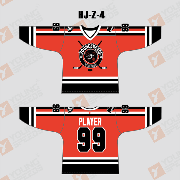 Orange Black Sublimated Custom Adult Youth Hockey Jerseys - YoungSpeeds