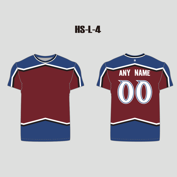 Burgundy/Blue/White Custom Short Sleeve Hockey Shirts - YoungSpeeds