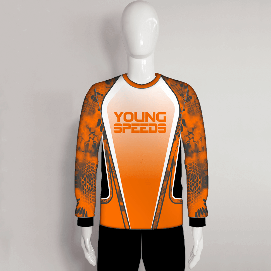 Orange Crew Neck Performance Fishing Shirts | YoungSpeeds Crew Neck