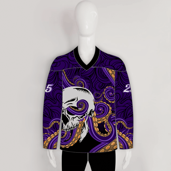 HJL2 Kraken Skull Sublimated Custom Ice Roller Hockey Jerseys - YoungSpeeds