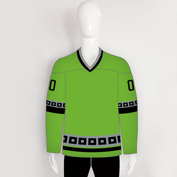 YS21 Green Black Custom Sublimated Hockey Jerseys Sweatshirts - YoungSpeeds