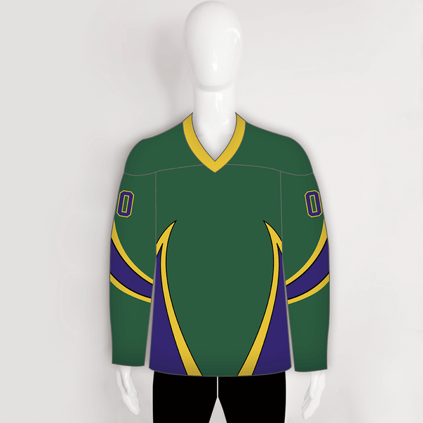 YS22 Green Gold Purple Sublimated Hockey Jerseys Custom Design - YoungSpeeds