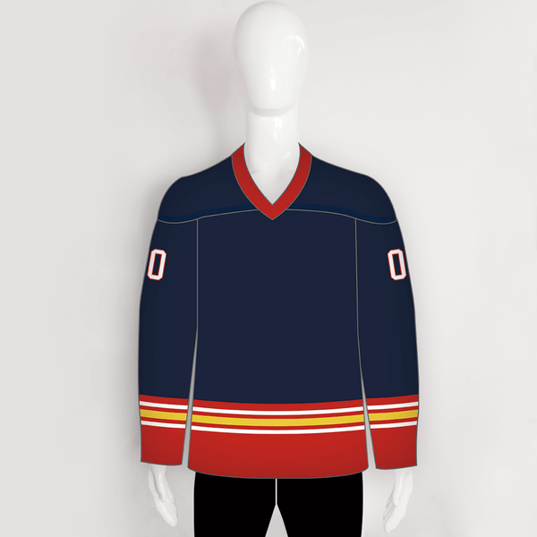 YS38 Navy/Red/Gold Custom Sublimated Plain Hockey Jerseys - YoungSpeeds