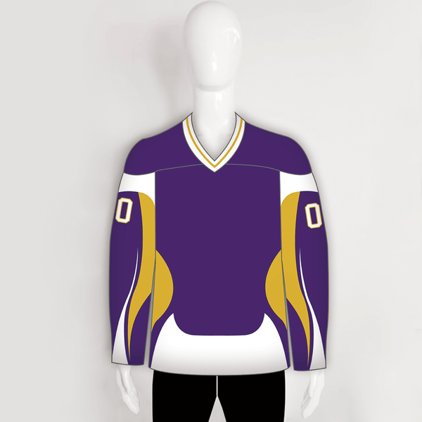 YS48 Purple/White/Gold Sublimated Ice Roller Hockey Jerseys Custom Design - YoungSpeeds