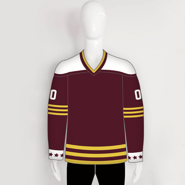 YS56 Maroon/Gold/White Custom Ice Roller Hockey Jerseys Design - YoungSpeeds