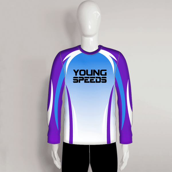 Custom Sublimated Black Crew Long Sleeve Performance Fishing Jerseys | YoungSpeeds Crew Neck