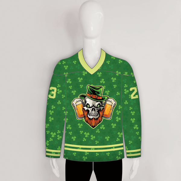 HJZ254 Skull Beer Clover Sublimated Custom Made Hockey Jerseys - YoungSpeeds