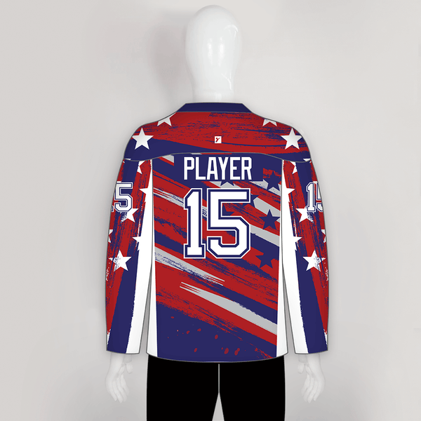 Patriotic White Sublimated Hockey Jerseys | YoungSpeeds Y6