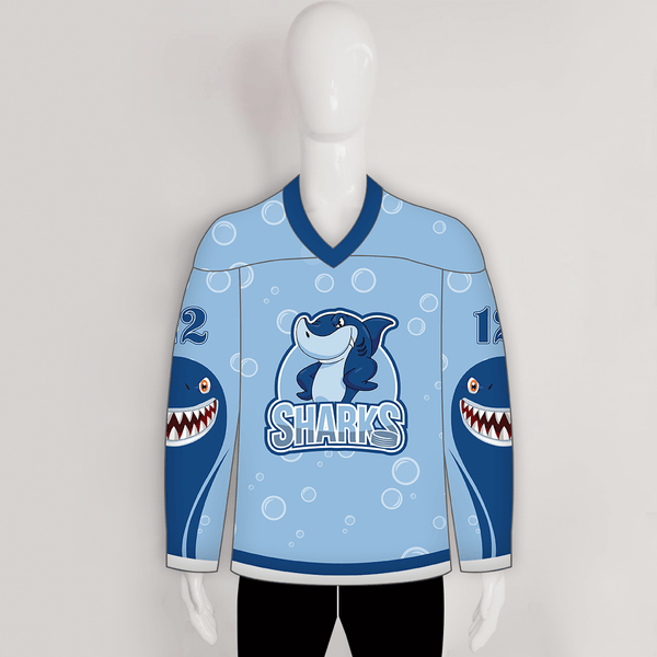 HJZ290 Sublimated Sharks Custom Hockey Jerseys - YoungSpeeds