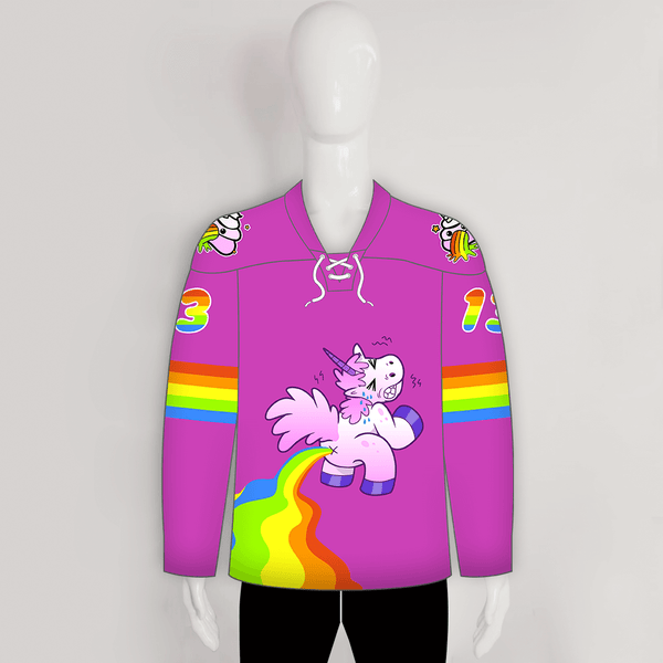 HJZ309 Pooping Unicorn Custom Funny Hockey Jerseys - YoungSpeeds