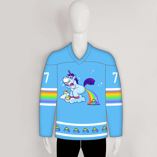 HJZ321 Funny Unicorn Pooping Rainbow Custom Hockey Jerseys - YoungSpeeds