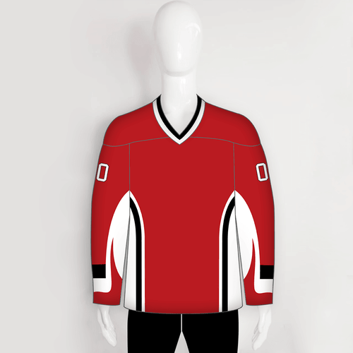 Custom Light Blue White-Red Hockey Jersey Discount