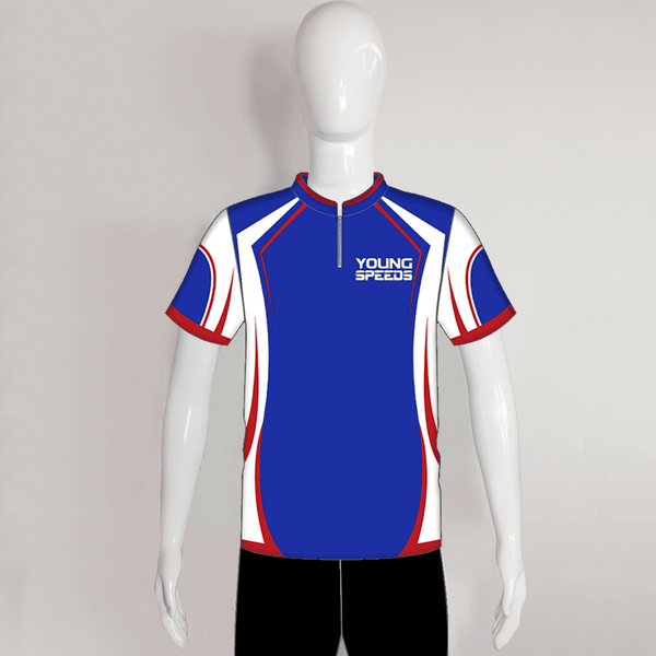 SJZ02 Blue Red White Custom Competition Shooting Jerseys - YoungSpeeds