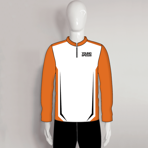 LAJZ11 White Orange Custom Long Sleeve Archery Shooter Jerseys - YoungSpeeds