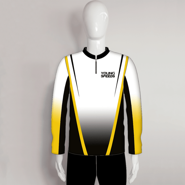 LAJZ4 White Black White Long Sleeve Custom Archery Shooting Jerseys - YoungSpeeds