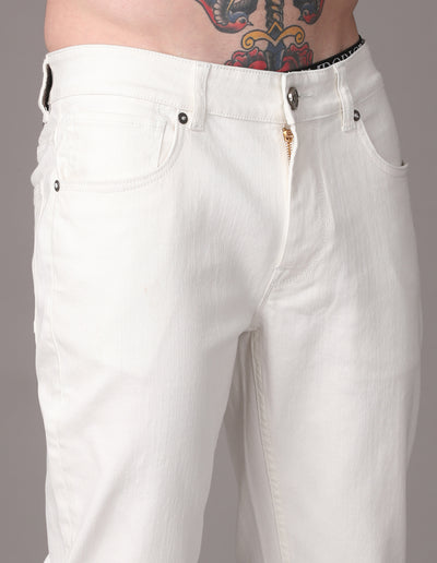 Men White Slim Fit Mid-Rise Clean Look Stretchable Jeans