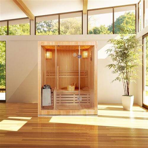 Canadian Hemlock Indoor Wet Dry Sauna 3 Kw Etl Certified Heater 3 Person