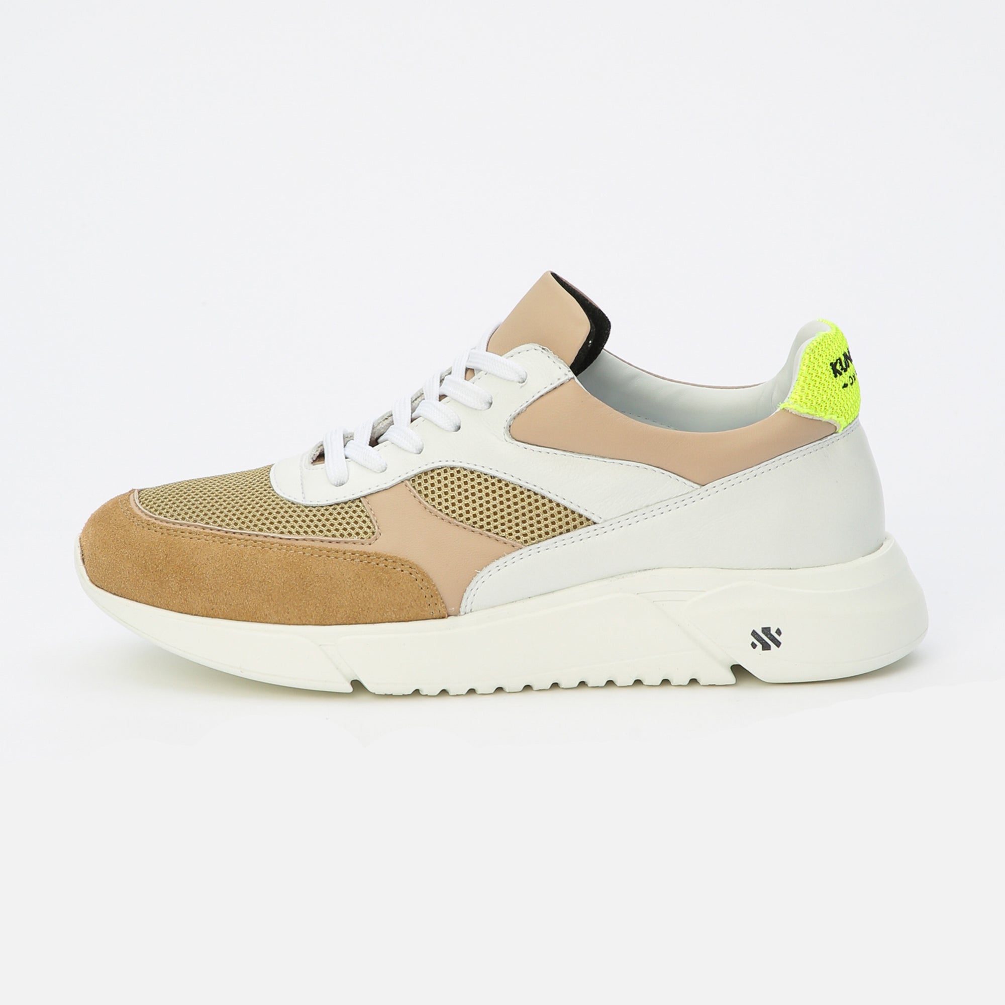 ARI platform sneaker - beige and fluo yellow – KUNOKA