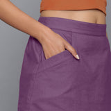 Front Detail of a Model wearing Grape Wine Flannel Mini Pencil Skirt