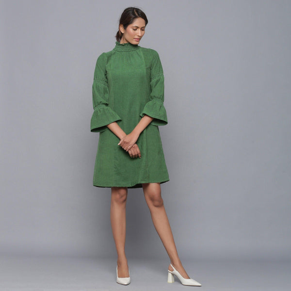 Dresses - Moss Green Strappy Midi Linen Dress