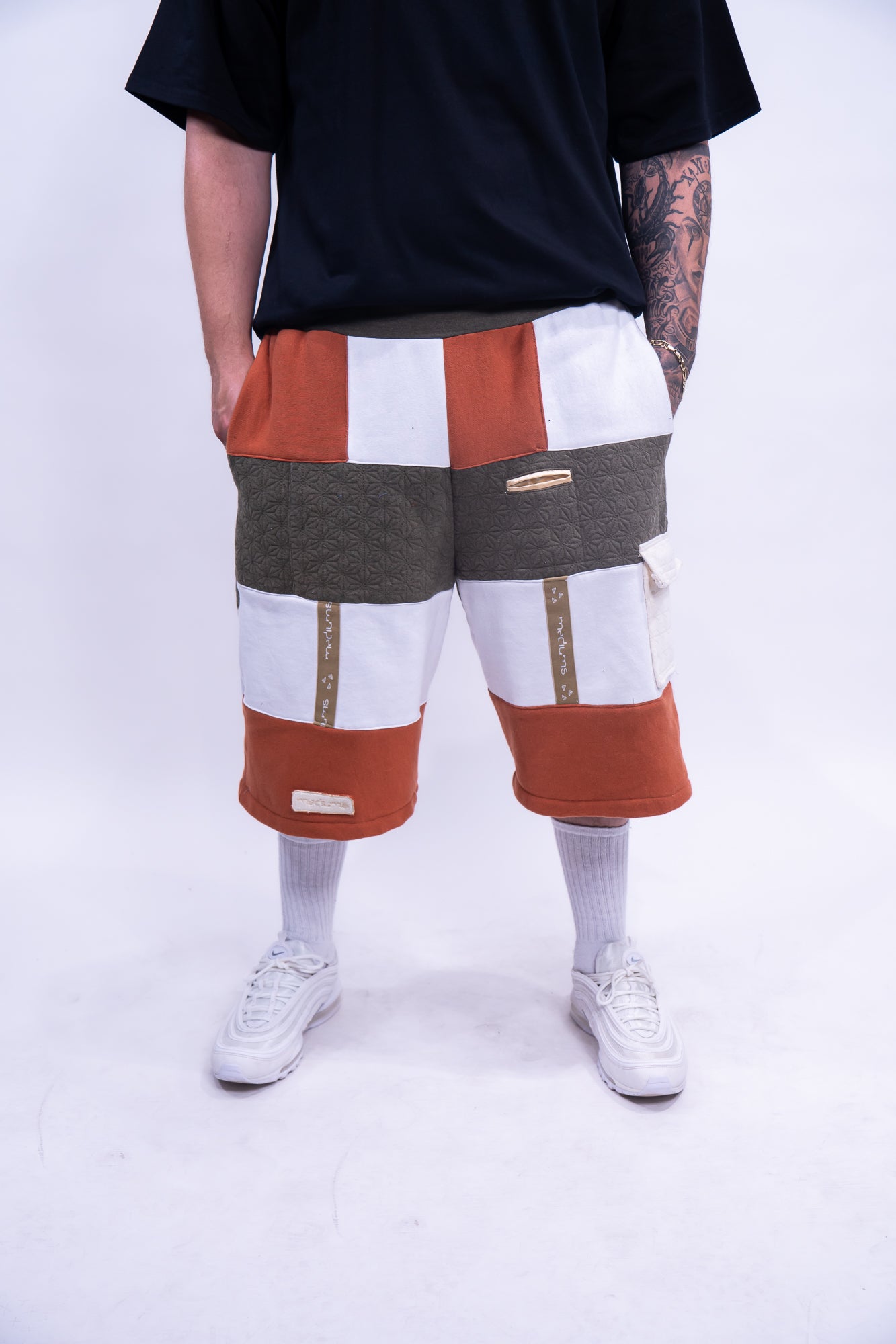 Mediums Collective Patchwork Fleece Shorts - W36/L