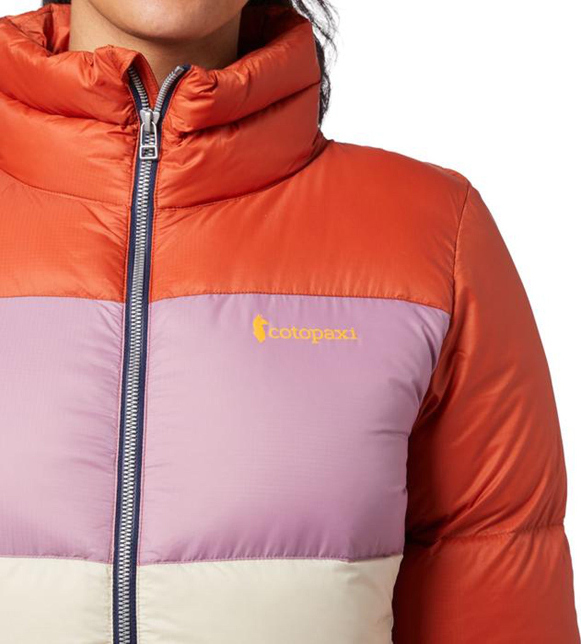 Cotopaxi Women's Solazo Down Jacket (Patch Repair On Right Sleeve)  Cayenne/Plum XL