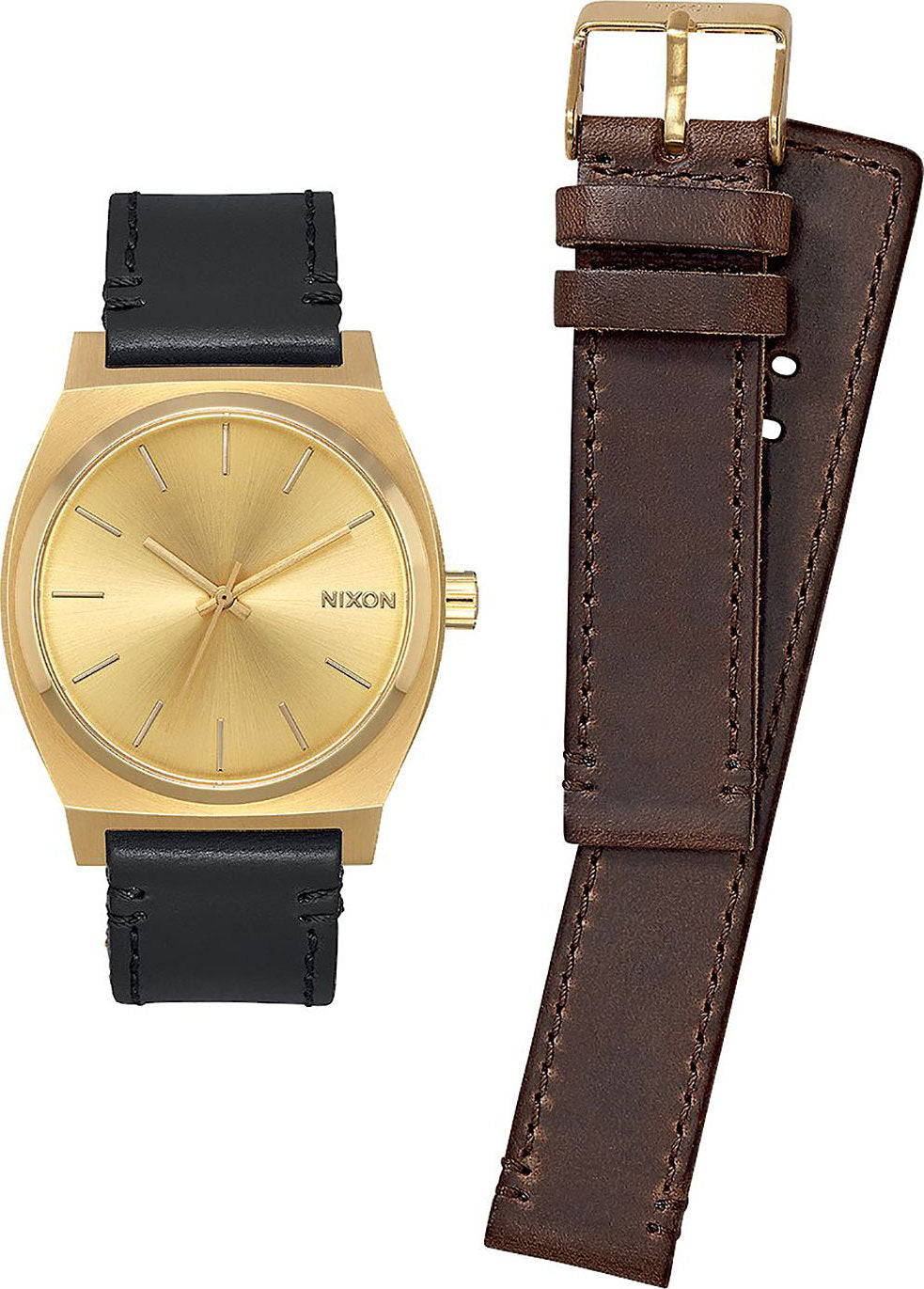 Nixon Time Teller Double Strap Gift Pack - All Gold - Black - Brown ...