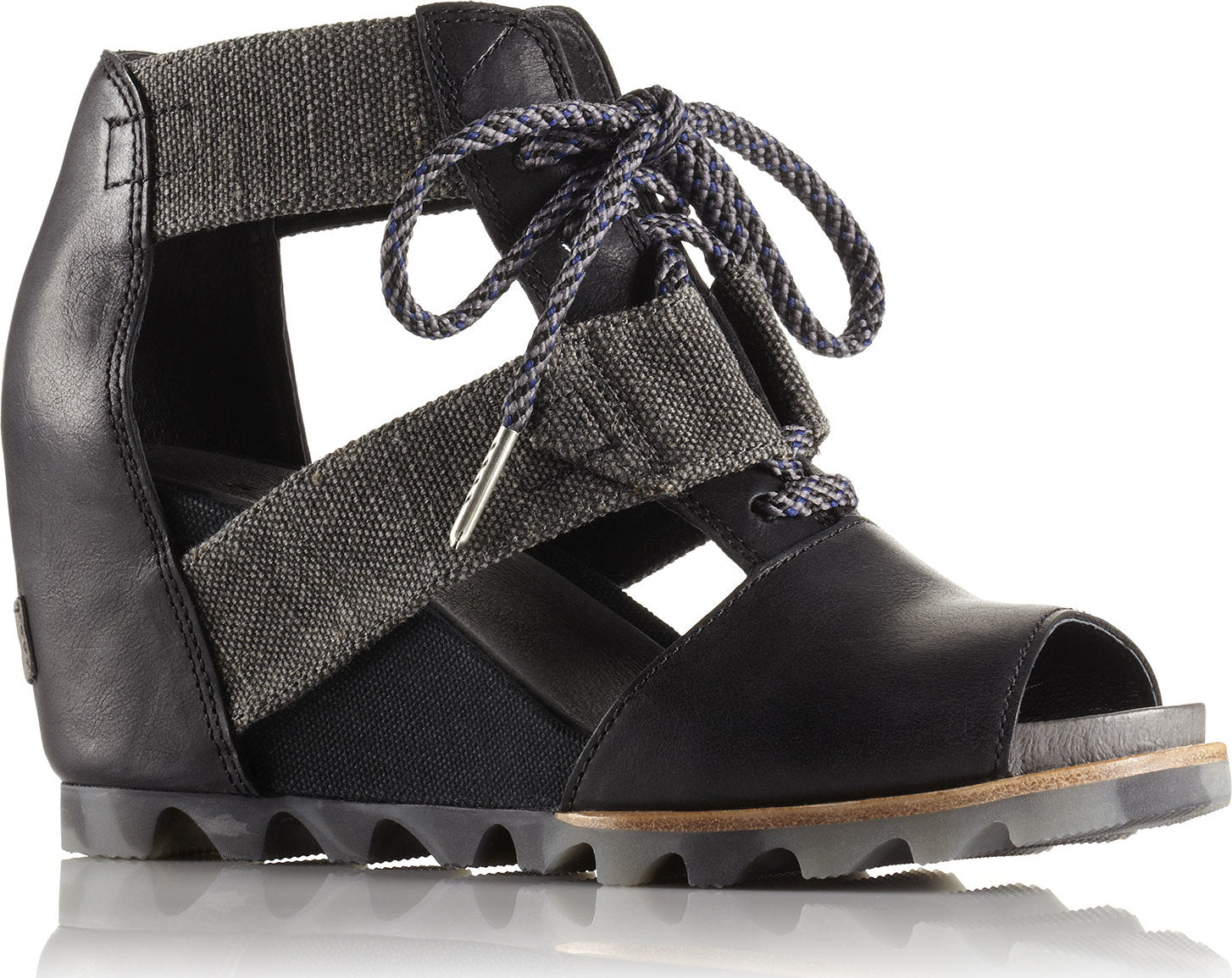 sorel joanie lace wedge sandal black