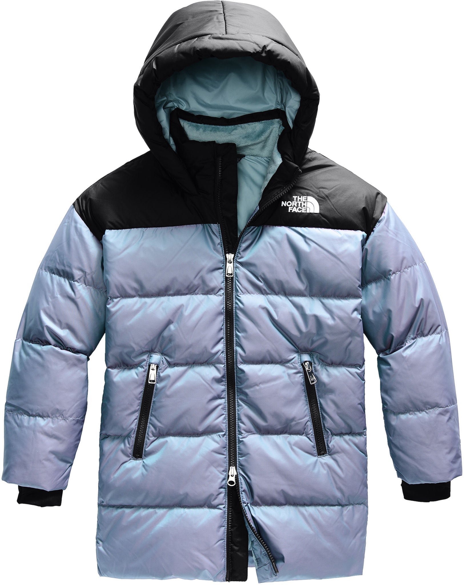 blue north face down jacket
