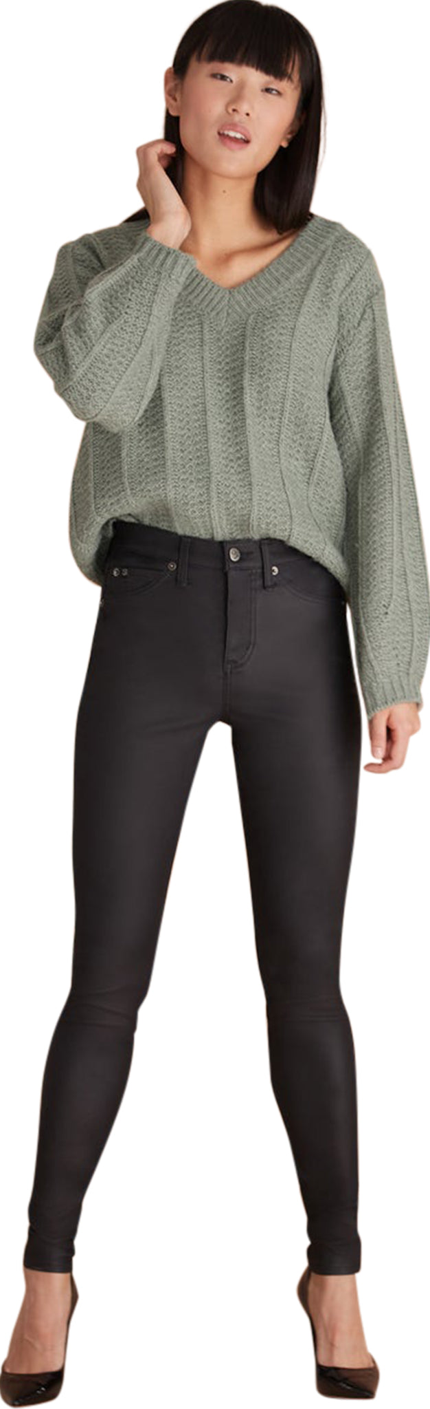 HIGH RISE / RACHEL SKINNY / BLACK PULL-ON / 30 INSEAM