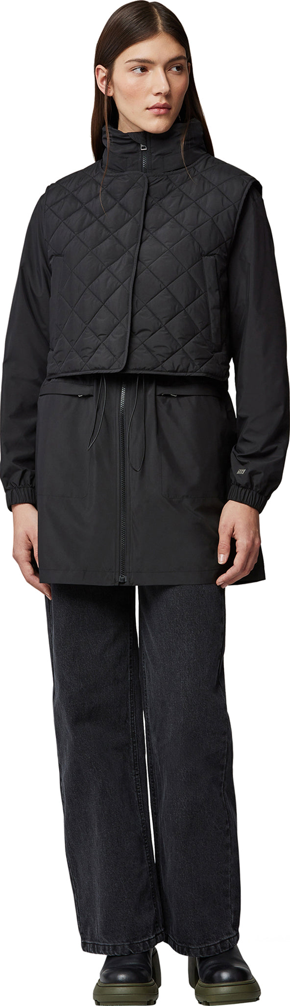 everyone random quilted jacket (BLACK)