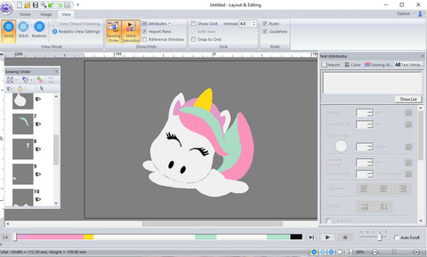 Embroidery software auto punch design unicorn leaping