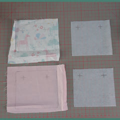 Making book bag wraps, main fabric, complementary fabric and interfacing