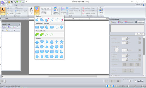 Embroidery software basic shapes