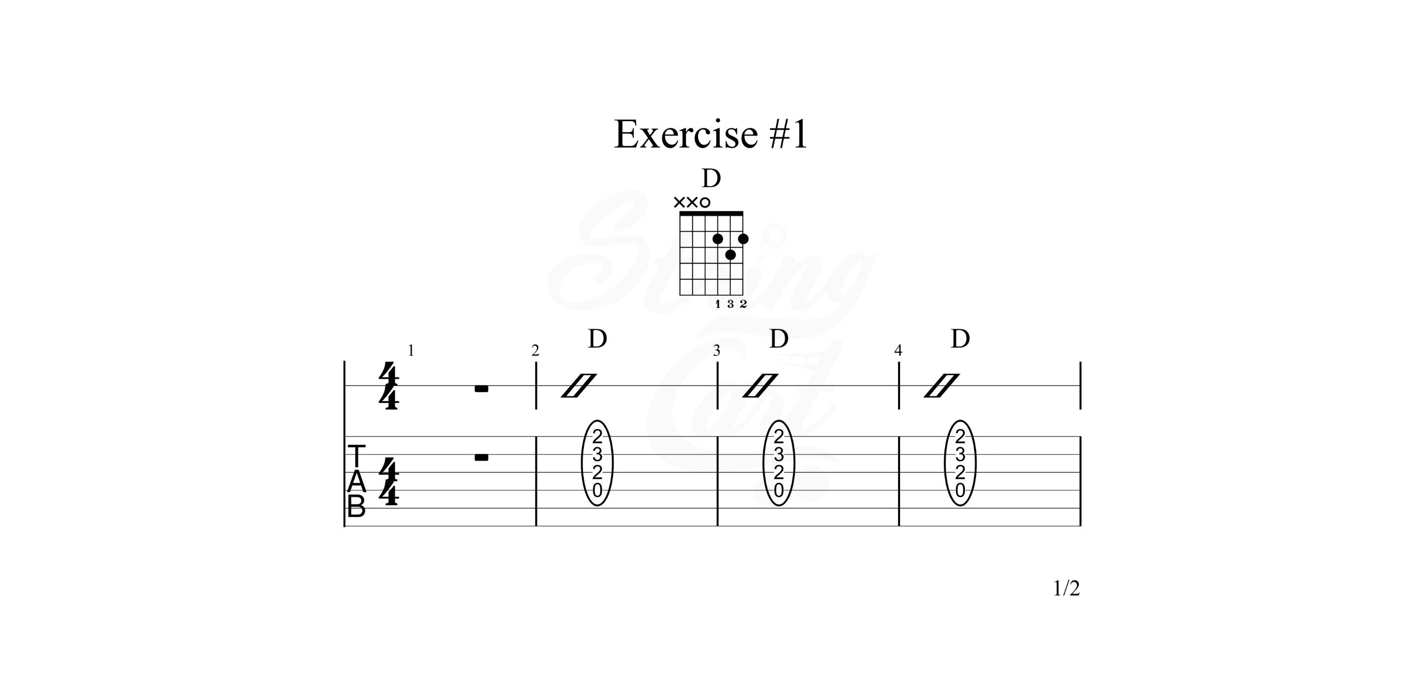 D Major Chord Exercise 1 page 1