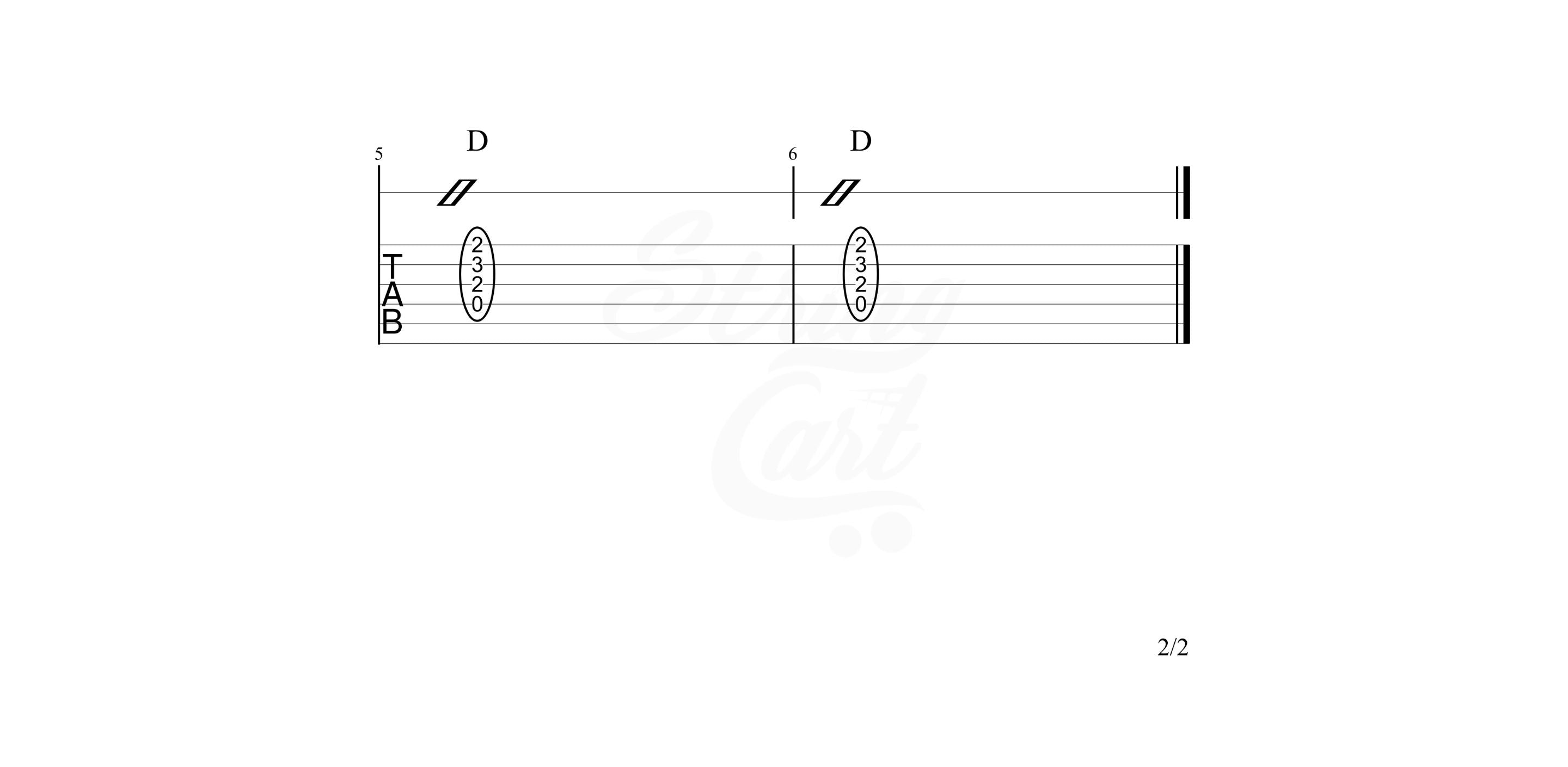 D Major Chord exercise 1 page 2