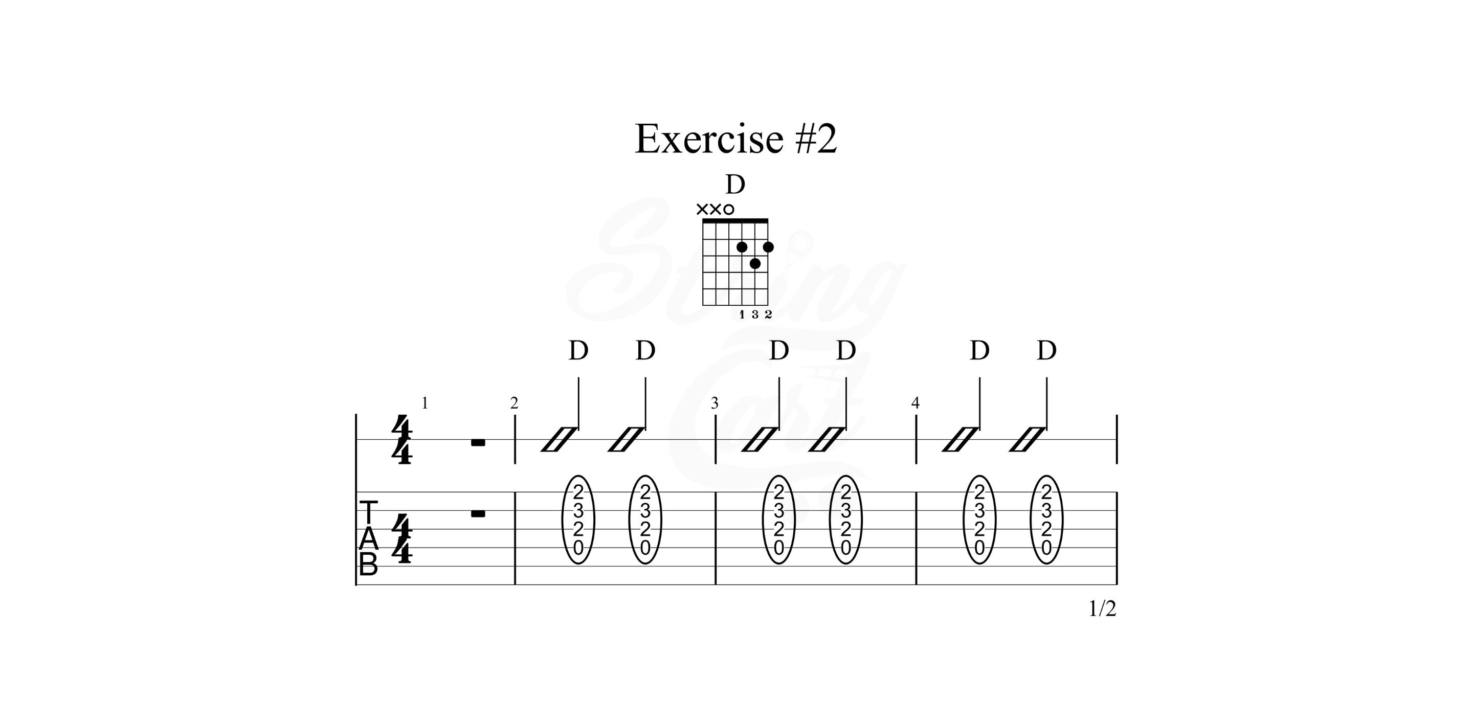 D Major Chord Pracitce Exercise 2 Page 1