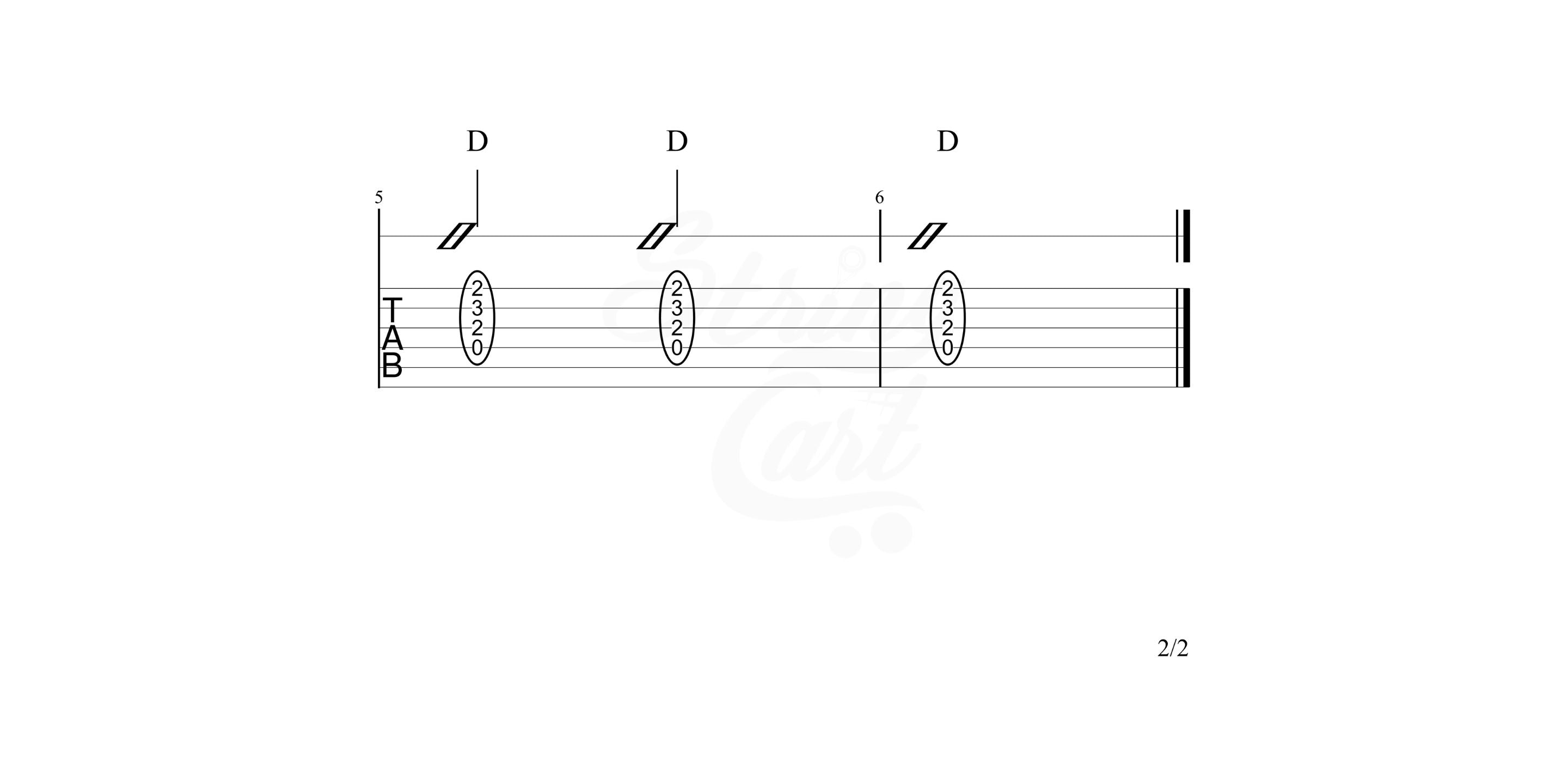 D Major Chord Practice Exercise 2 page 2