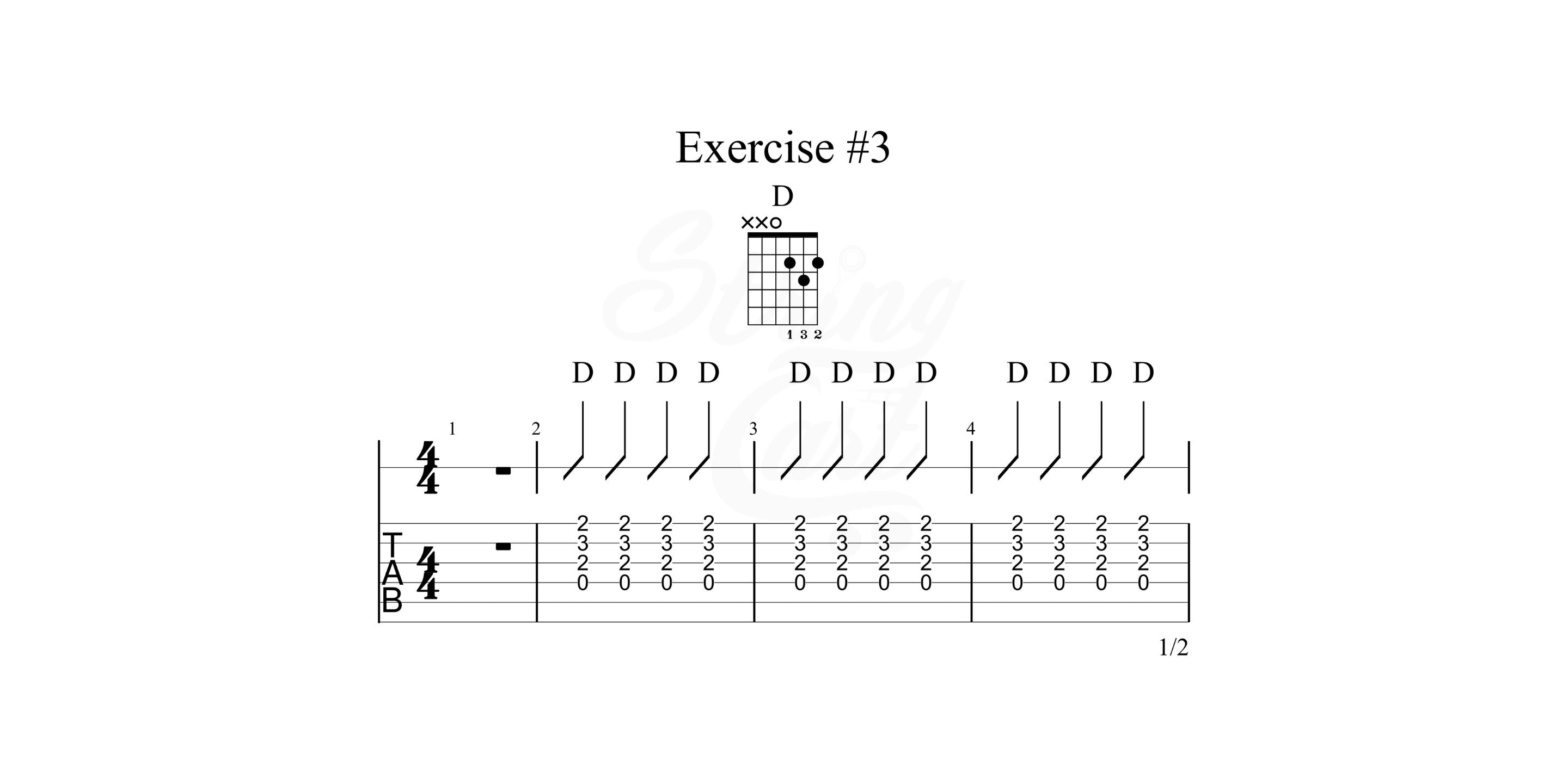 D Major chord Exercise 3 page 1