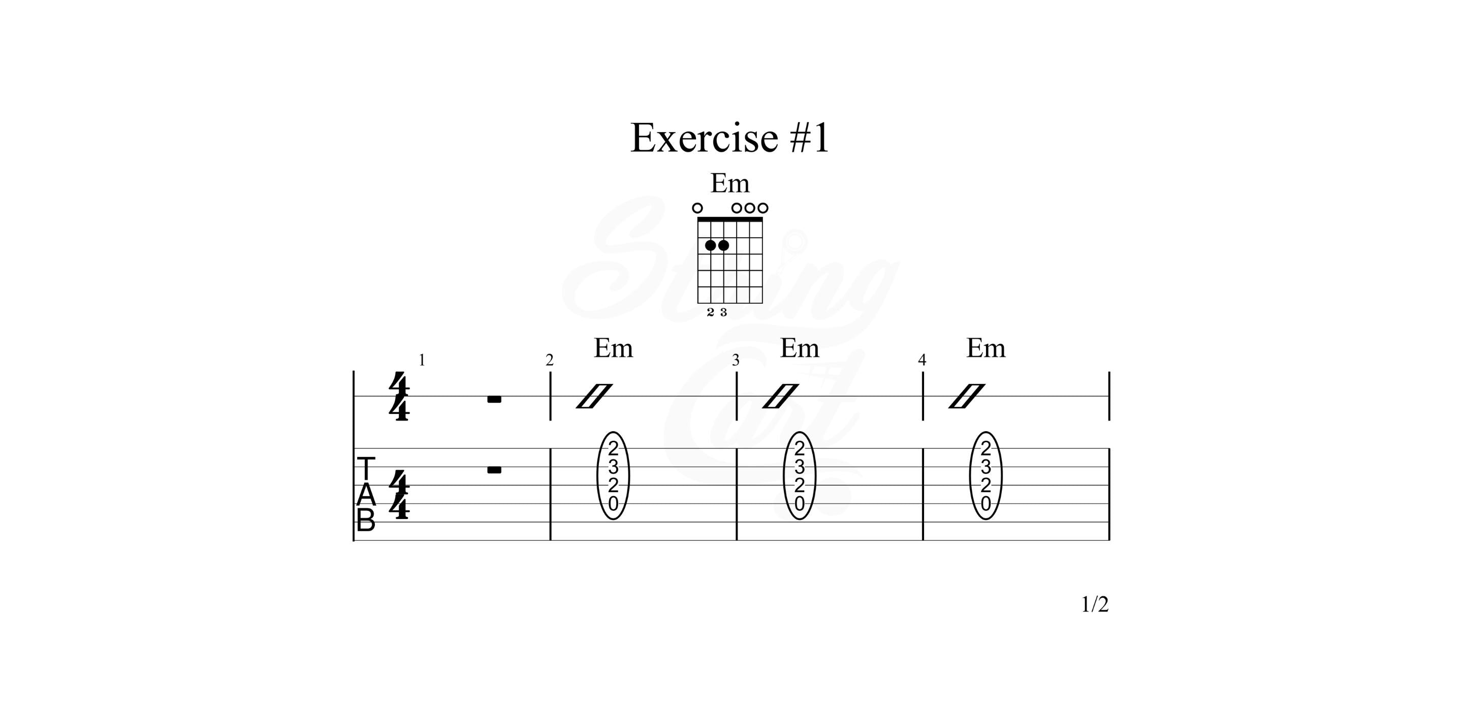 E Minor Chord Exercise Guitar - Exercise 1 Page 1