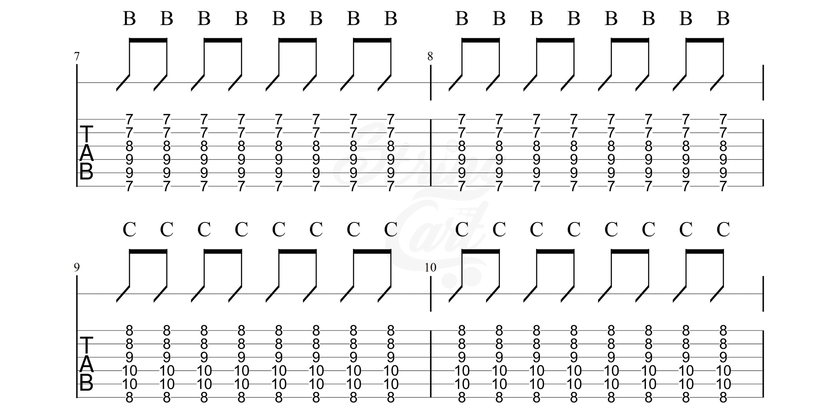 Barre Chords Guitar Exercise 1 Page 3