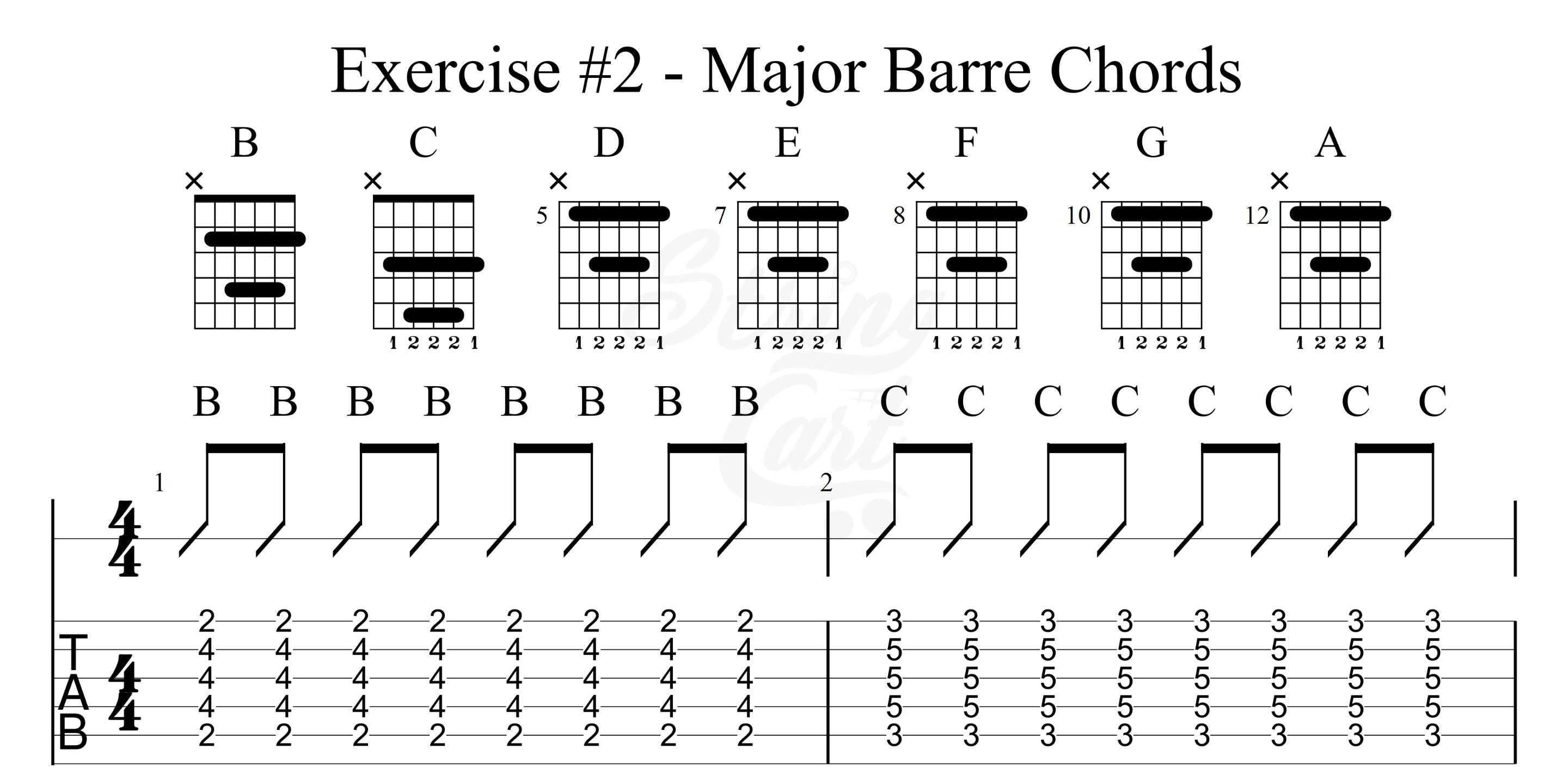 Barre Chords Guitar Exercise 2 Page 1