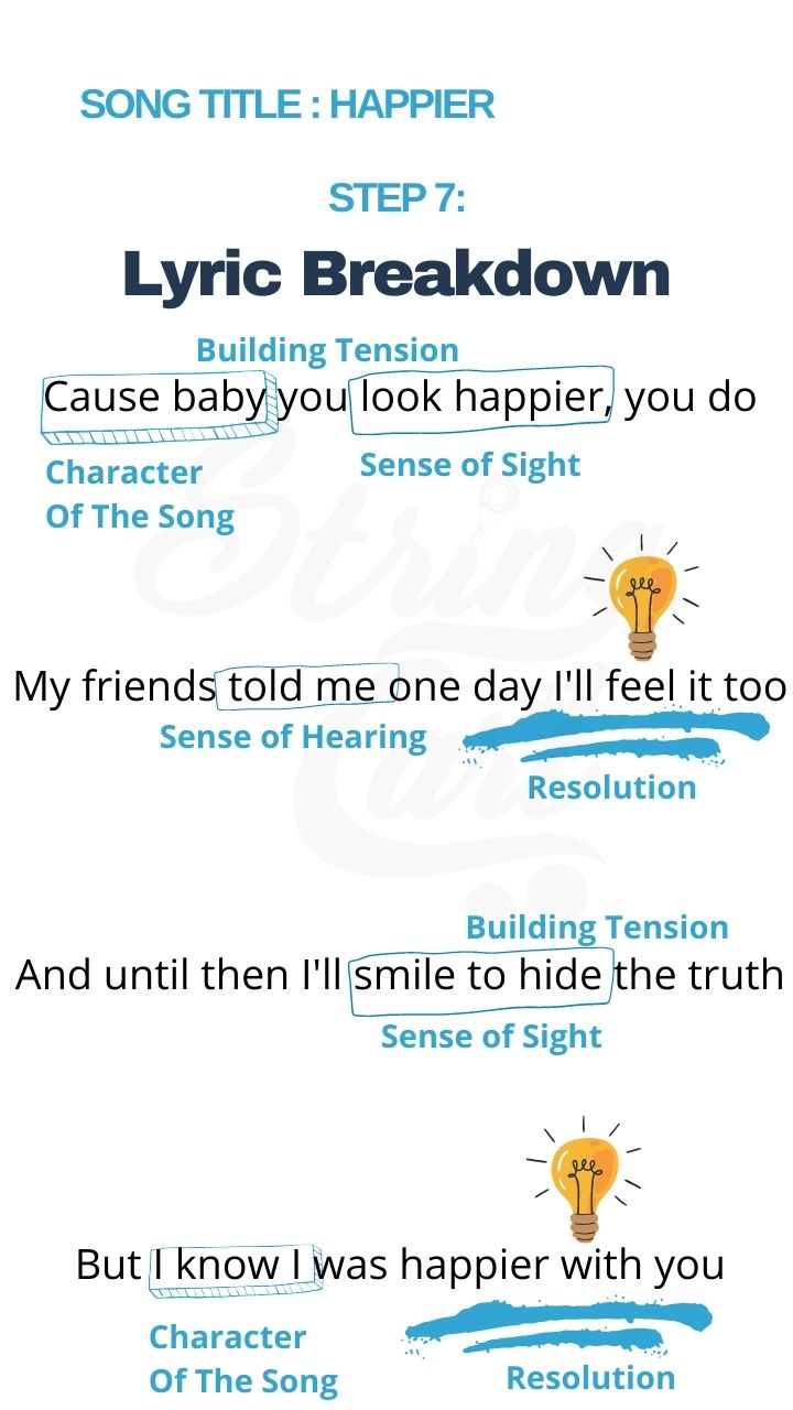 Songwriting Exercise 7 Example - Ed Sheeran Happier Chorus Lyrics Breakdown