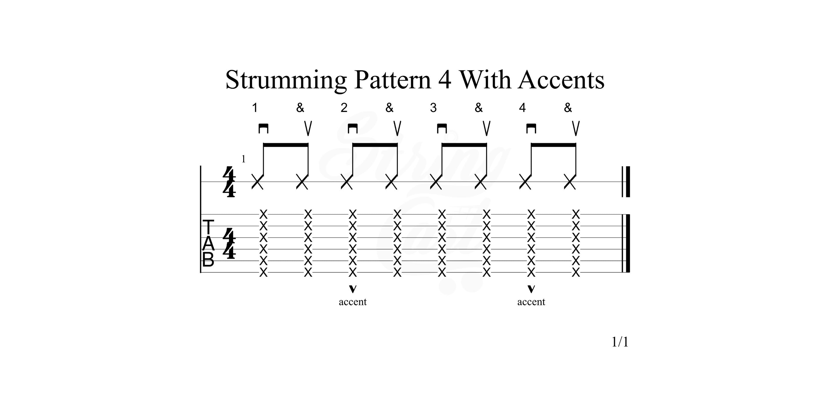 Guitar Strumming Pattern 4 With Accents