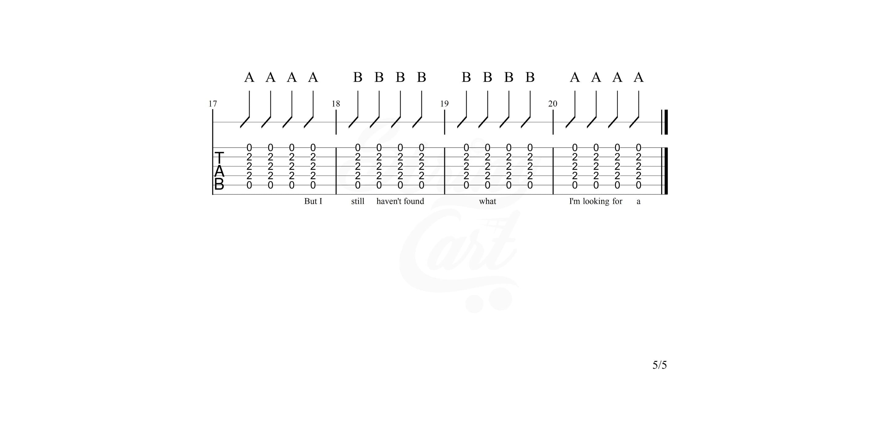 Still Havent Found U2 Guitar Chords Easy Page 5