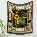 Maxcorners Christian Gift You Are Beautiful Faith Sunflower Butterfly Woven Quilt HM - Blanket