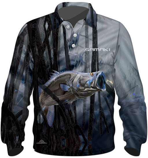 Samaki Chromed Barra V2 Long Sleeve Adult Fishing Shirt - Size 3XL